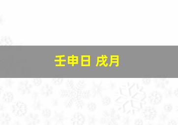 壬申日 戌月